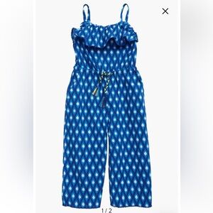 Mini Boden Print Tie Waist Culotte Jumpsuit, size 7-8